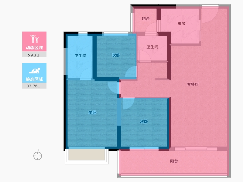 云南省-昆明市-万科城-86.40-户型库-动静分区