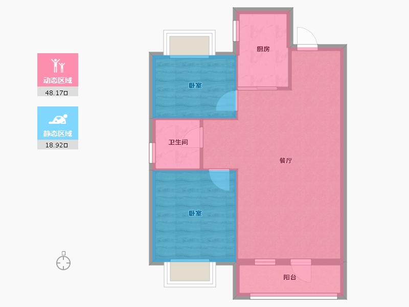 吉林省-长春市-新龙·新安九里-60.67-户型库-动静分区