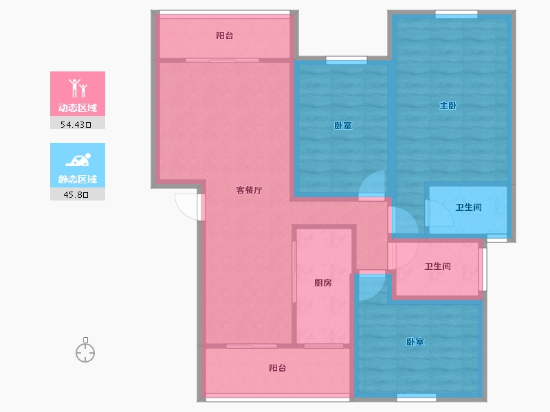 广东省-深圳市-世纪春城二期-88.82-户型库-动静分区