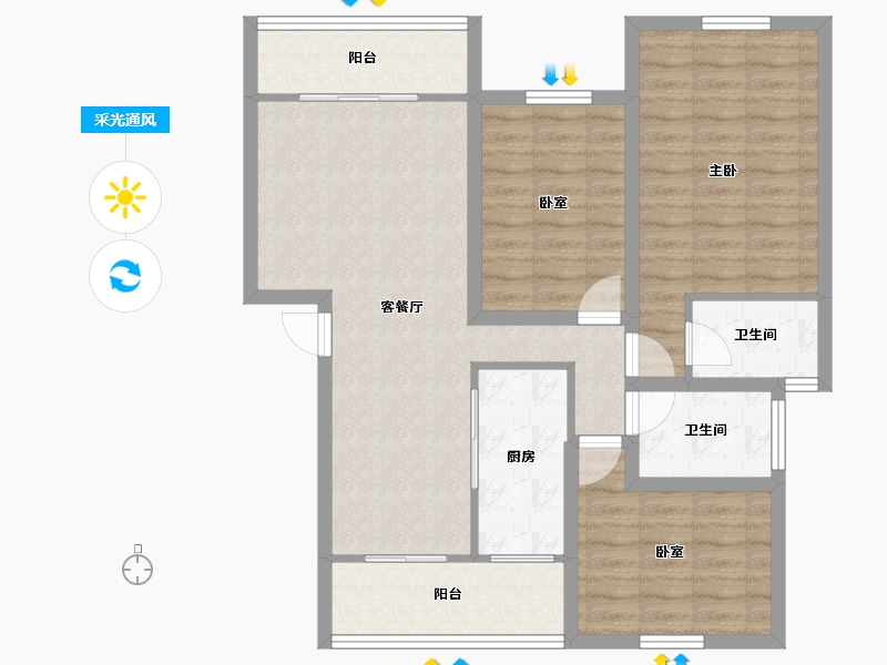 广东省-深圳市-世纪春城二期-88.82-户型库-采光通风