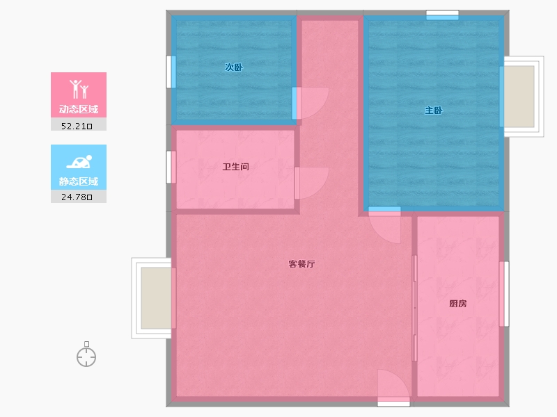 广东省-深圳市-东方海雅居-69.45-户型库-动静分区