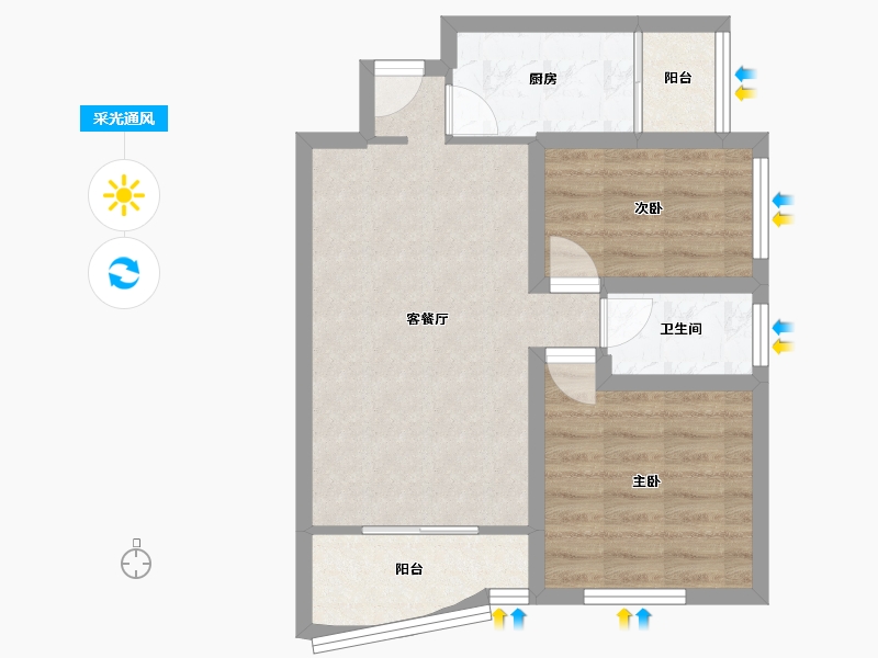 广东省-深圳市-百仕达花园(一期)-55.75-户型库-采光通风