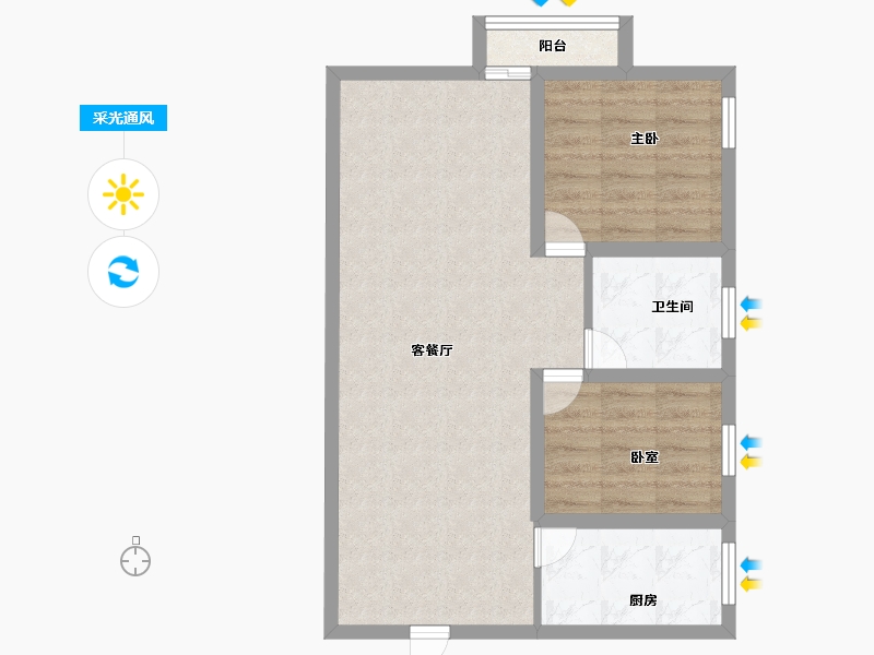 广东省-深圳市-旺业豪苑-64.80-户型库-采光通风