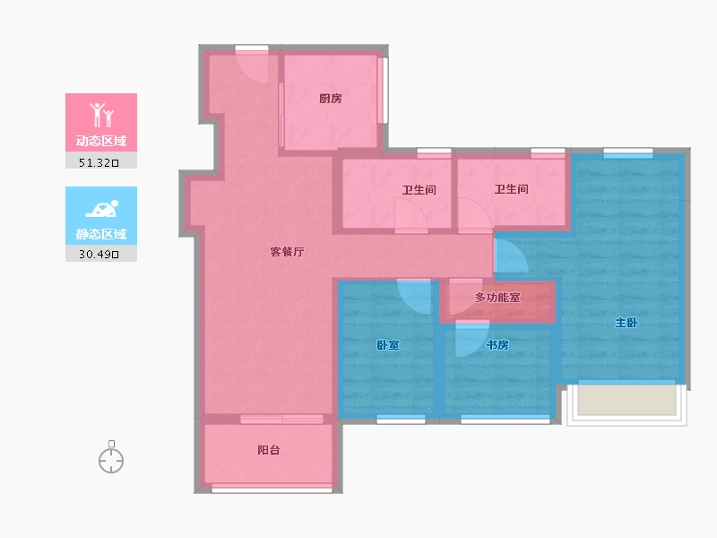 广东省-广州市-万科万汇天地·朗庭-71.52-户型库-动静分区