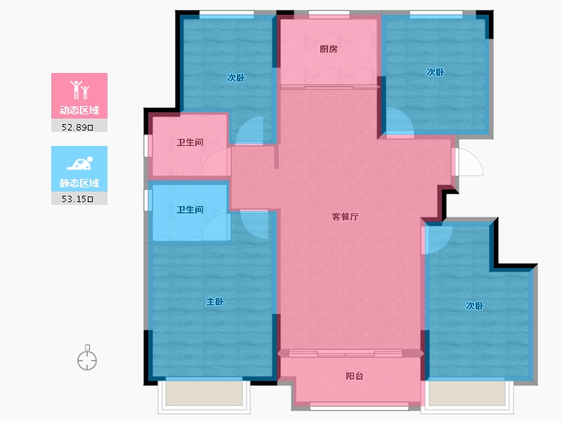 浙江省-绍兴市-溪上云庐-95.00-户型库-动静分区