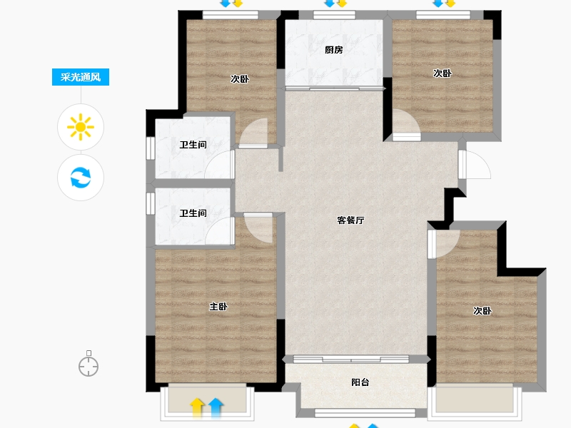 浙江省-绍兴市-溪上云庐-95.00-户型库-采光通风