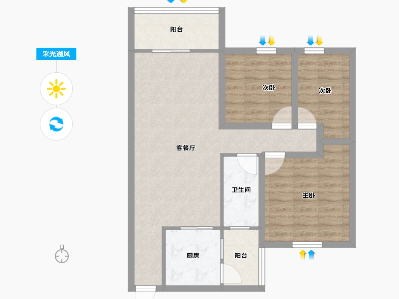 广东省-深圳市-鸿景春天花园-73.10-户型库-采光通风