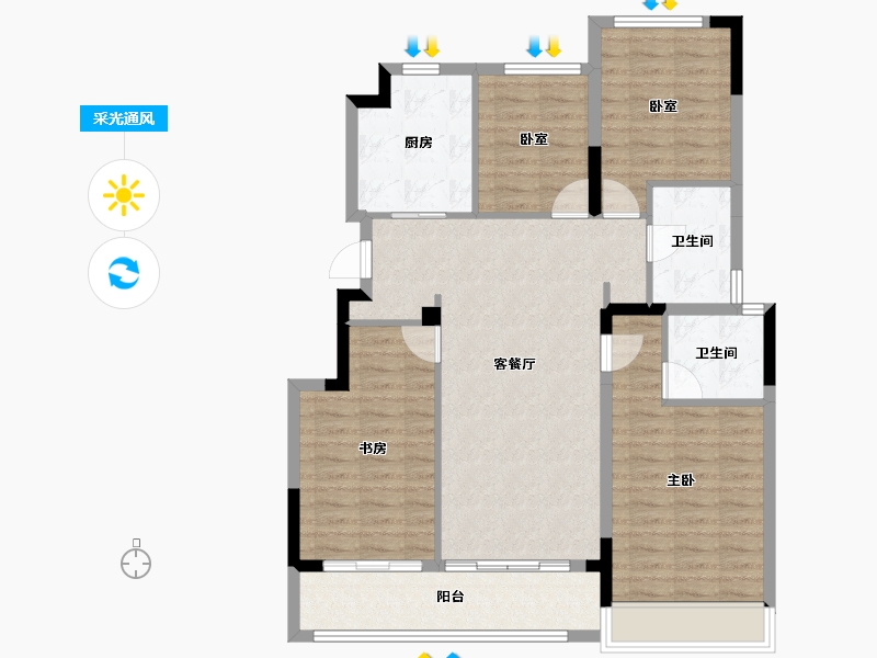 浙江省-杭州市-枫宜晓庐-101.19-户型库-采光通风