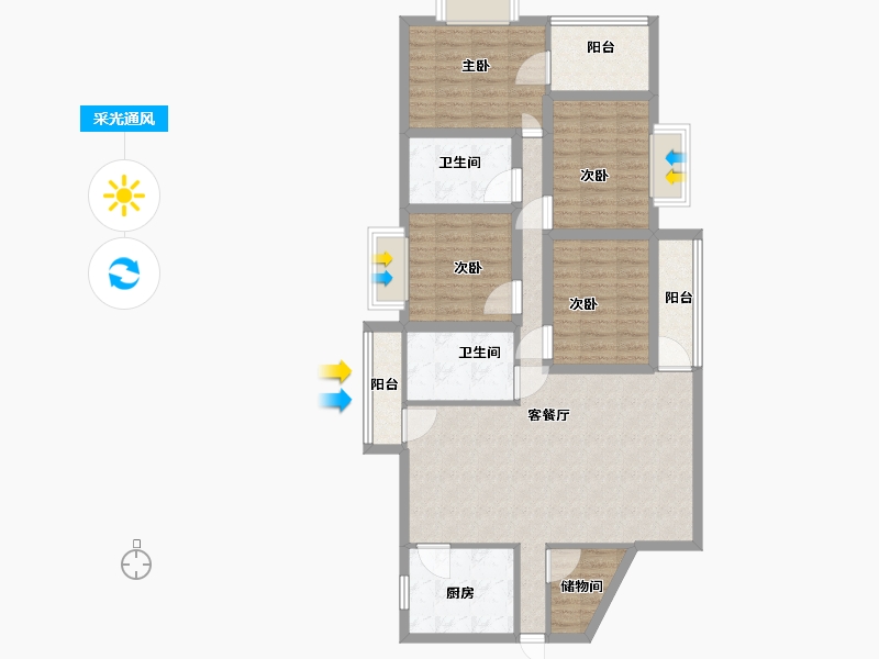 广东省-深圳市-后海花园-101.00-户型库-采光通风