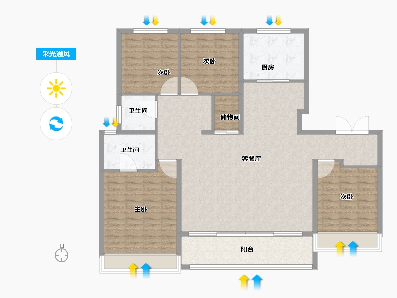 山西省-晋城市-浩翔·云玺-146.00-户型库-采光通风