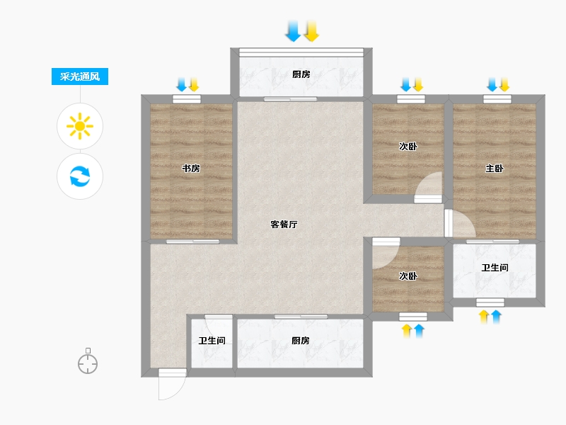 广东省-深圳市-中城康桥紫郡花园-73.55-户型库-采光通风