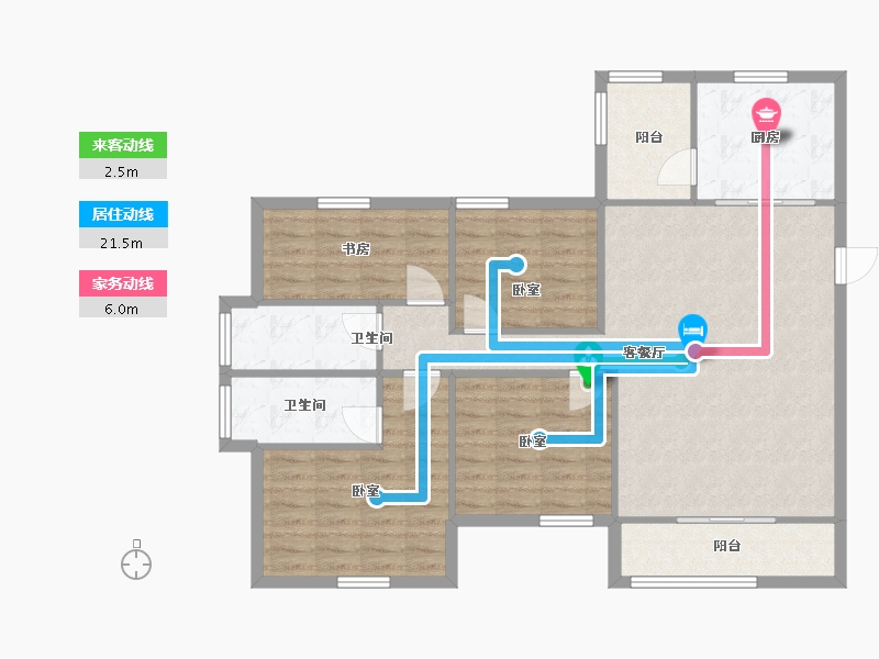 陕西省-西安市-滨江翡翠城-102.86-户型库-动静线