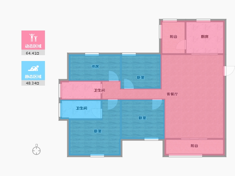 陕西省-西安市-滨江翡翠城-102.86-户型库-动静分区