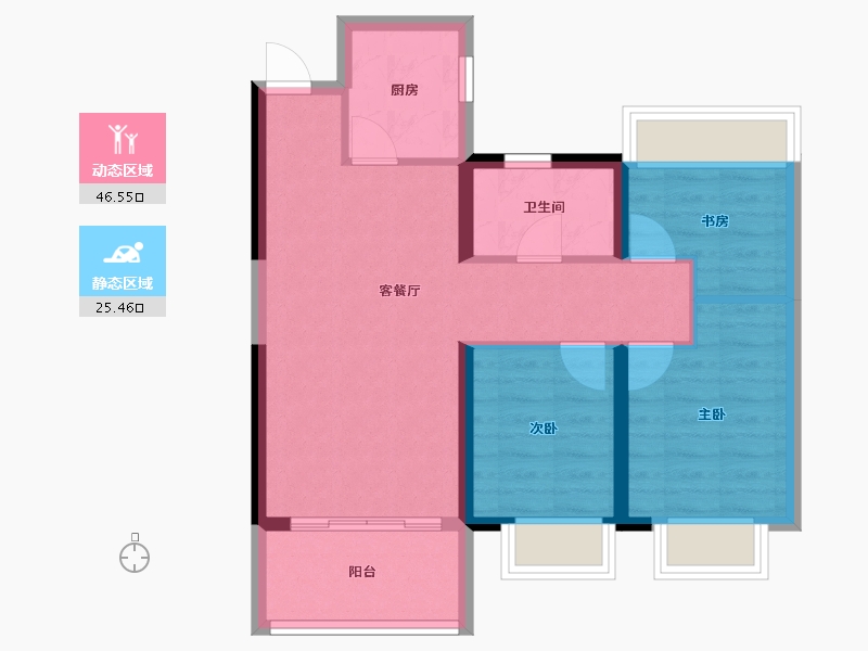 湖南省-郴州市-德亮恒业·云顶澜山-63.97-户型库-动静分区