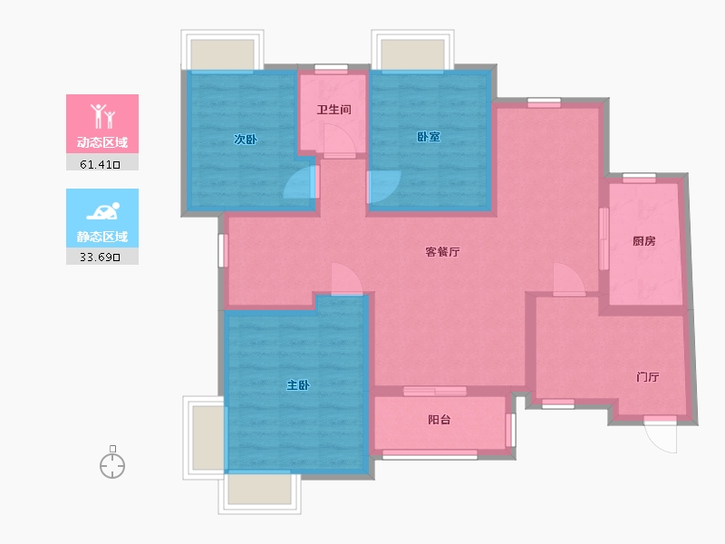 贵州省-贵阳市-金阳世纪城龙耀苑-96.00-户型库-动静分区