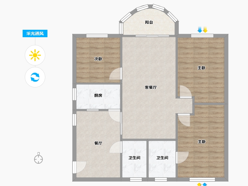 广东省-广州市-黄埔新邨-110.00-户型库-采光通风