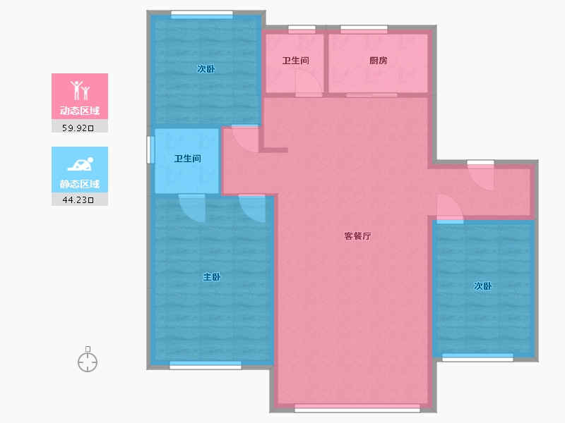 辽宁省-沈阳市-自然城德园-98.00-户型库-动静分区