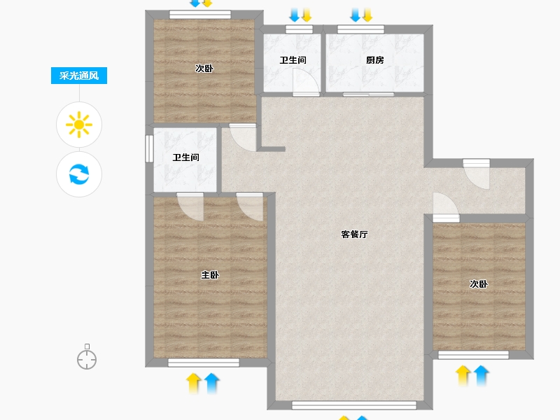 辽宁省-沈阳市-自然城德园-98.00-户型库-采光通风