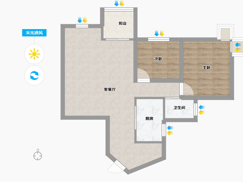 广东省-深圳市-泊林花园-59.60-户型库-采光通风