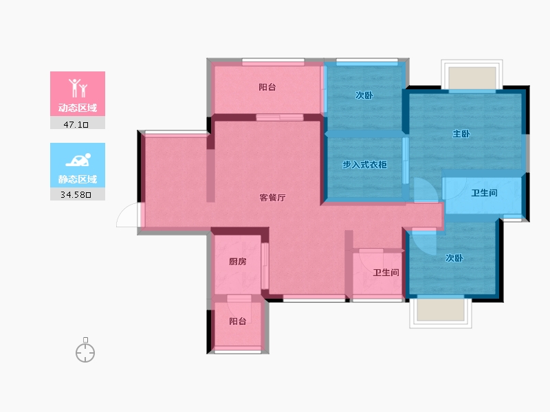 四川省-成都市-嘉合凤凰岛-70.38-户型库-动静分区