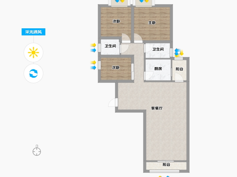 广东省-深圳市-百仕达花园(一期)-76.32-户型库-采光通风