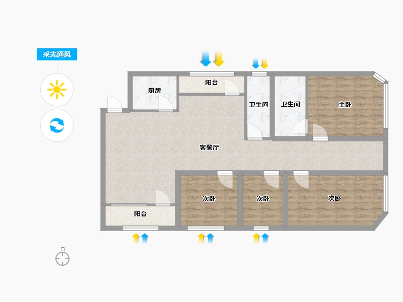 广东省-深圳市-嘉宾花园-100.36-户型库-采光通风