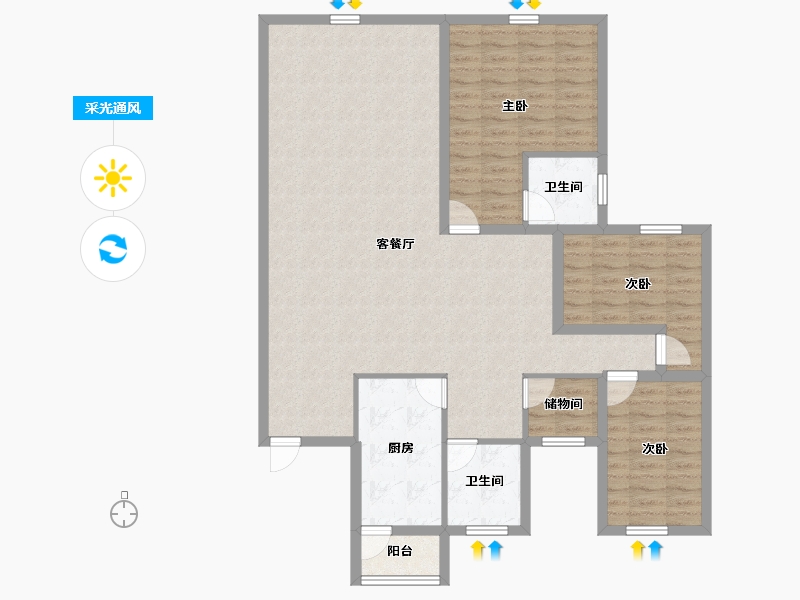 广东省-深圳市-百仕达花园(一期)-117.90-户型库-采光通风