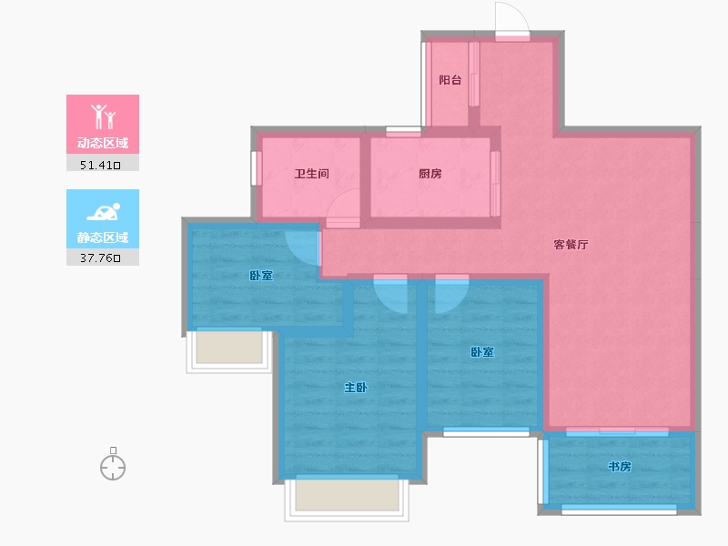 四川省-成都市-嘉合凤凰岛-78.34-户型库-动静分区