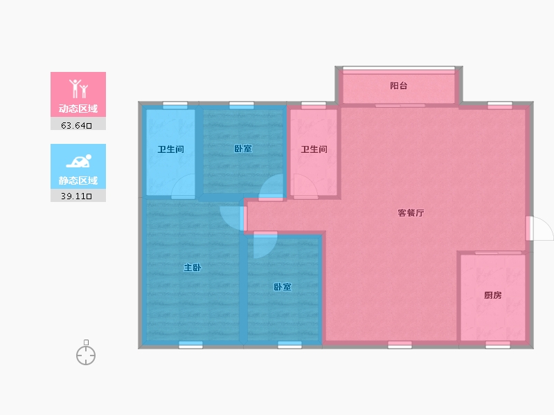 广东省-深圳市-美丽AAA花园-92.66-户型库-动静分区