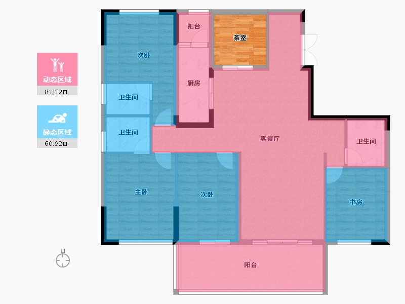 湖北省-十堰市-寿康·华悦府-135.38-户型库-动静分区