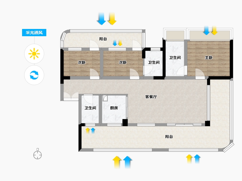 四川省-宜宾市-正和五洲庄园-134.00-户型库-采光通风