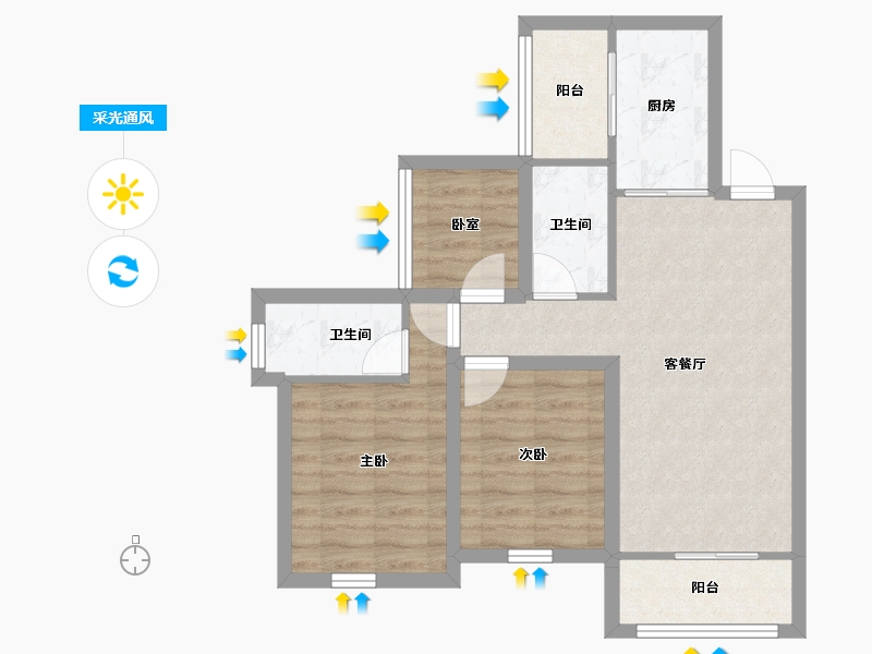 广东省-深圳市-中海锦城-65.15-户型库-采光通风