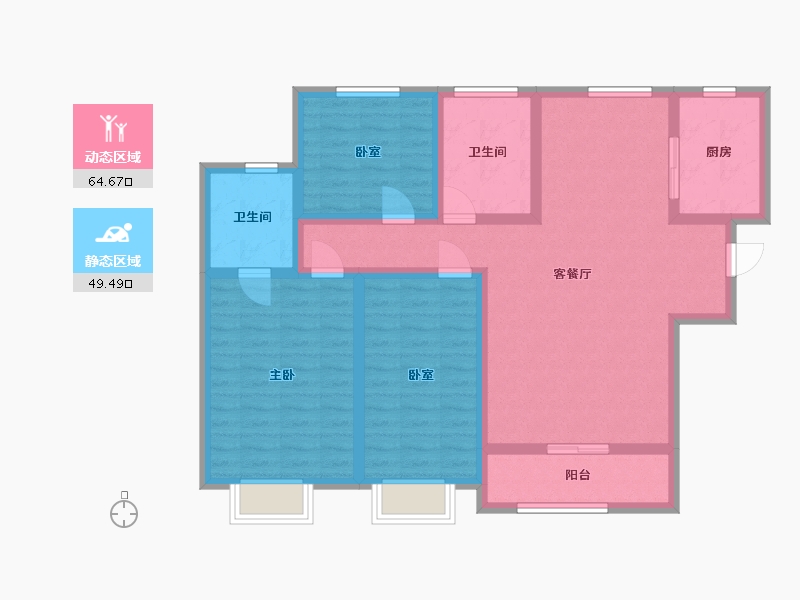 陕西省-榆林市-锦天城-116.00-户型库-动静分区