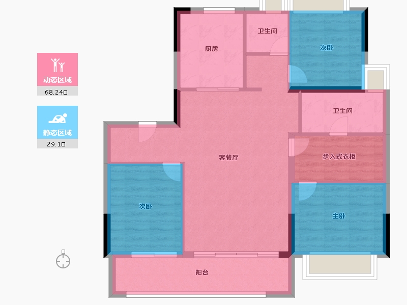 湖北省-武汉市-中国电建地产·汉口公馆-88.00-户型库-动静分区