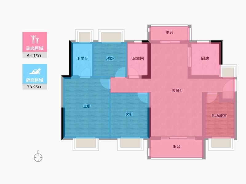 广东省-珠海市-粤海拾桂府-91.82-户型库-动静分区