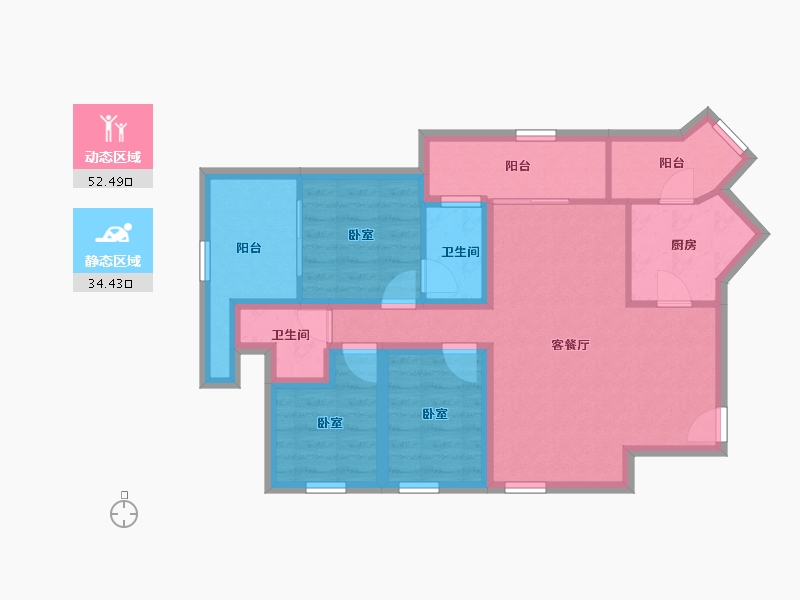 广东省-深圳市-听涛雅苑三期-75.97-户型库-动静分区