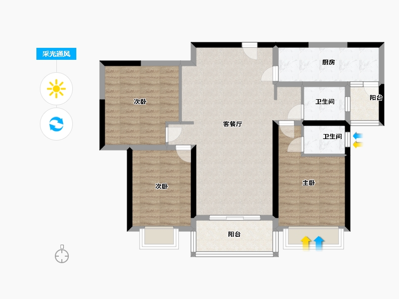 河南省-新乡市-孟电观澜壹号-93.99-户型库-采光通风