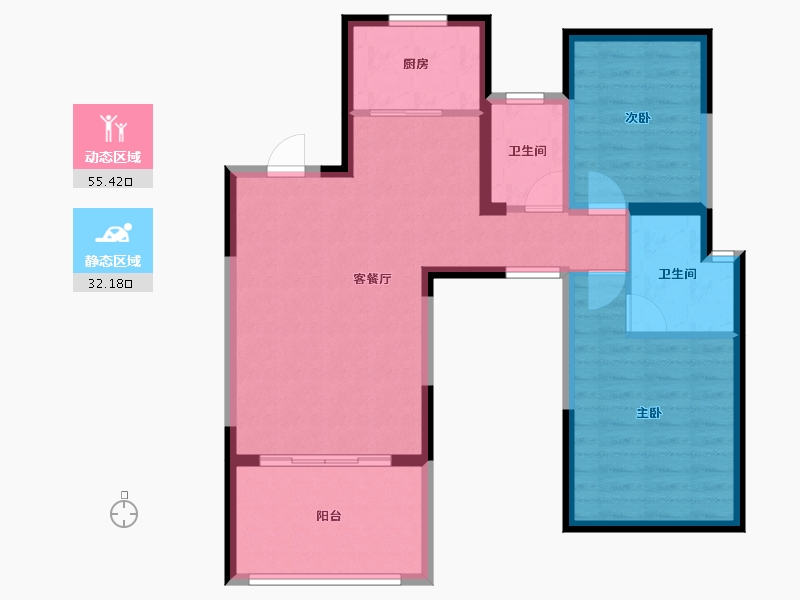 海南省-海口市-卓越·盈滨悦府-78.27-户型库-动静分区