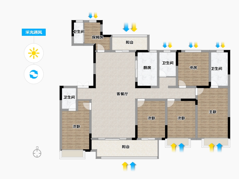 河南省-郑州市-润泓·东榕府-192.00-户型库-采光通风