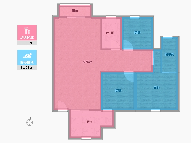 广东省-深圳市-百仕达花园(一期)-74.61-户型库-动静分区