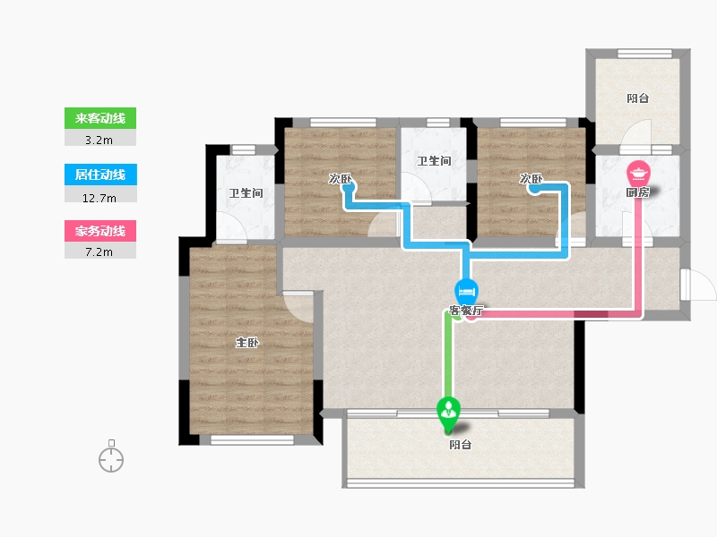 四川省-成都市-锦绣天宸-90.69-户型库-动静线