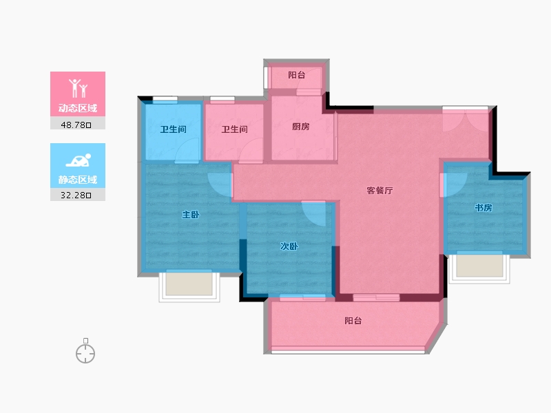 重庆-重庆市-成都城投春江蘭庭-71.85-户型库-动静分区