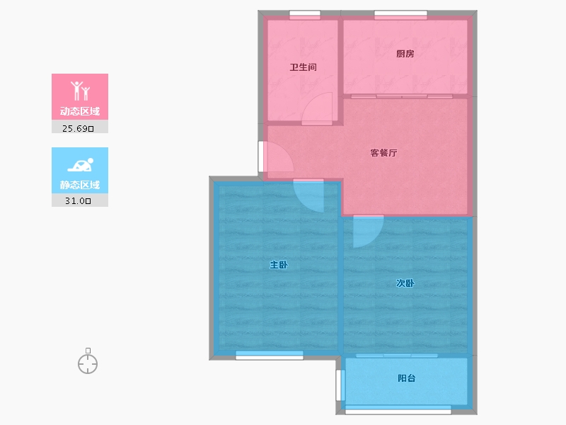 江苏省-苏州市-康佳花园-二区-52.32-户型库-动静分区