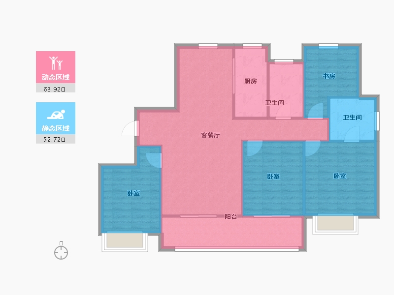 浙江省-台州市-绿城·明月听澜-106.77-户型库-动静分区