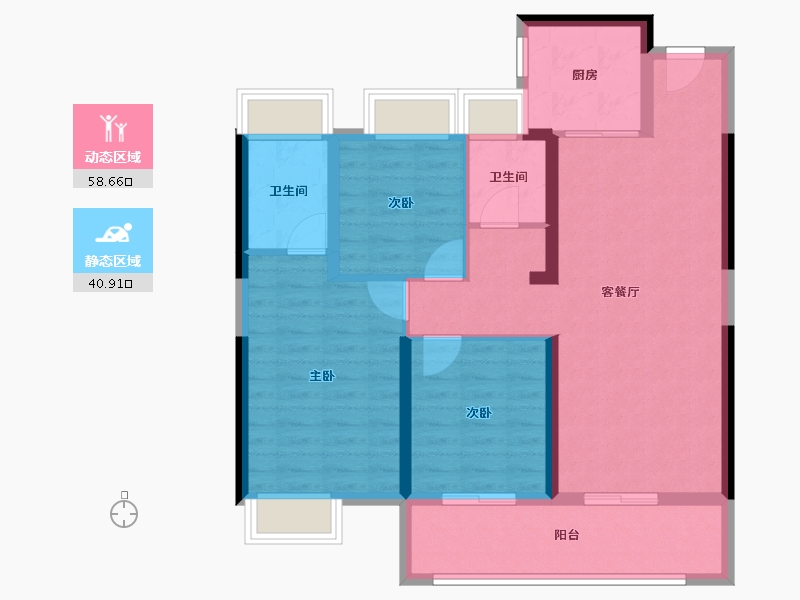 湖北省-武汉市-天创坦达·月湖云庄-89.00-户型库-动静分区