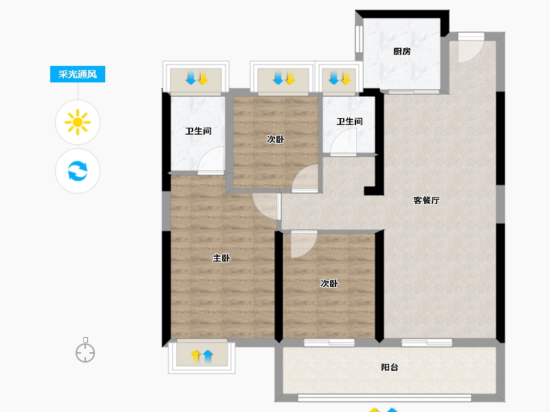 湖北省-武汉市-天创坦达·月湖云庄-89.00-户型库-采光通风