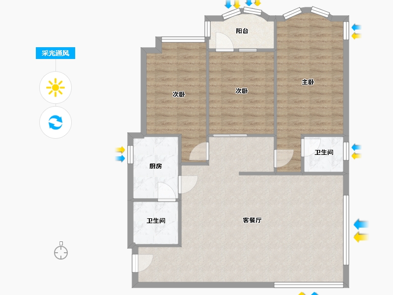 广东省-佛山市-百花苑-110.00-户型库-采光通风