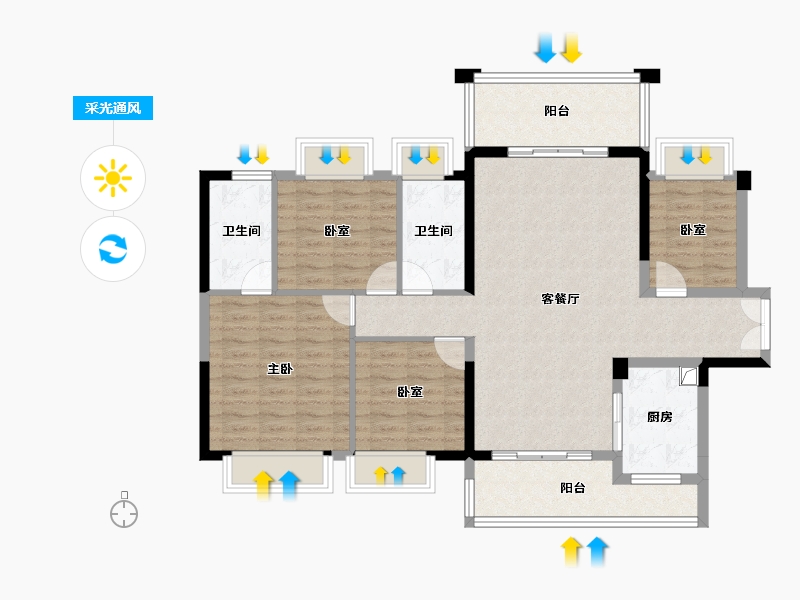 广东省-惠州市-鑫洲湖心岛1号-107.09-户型库-采光通风