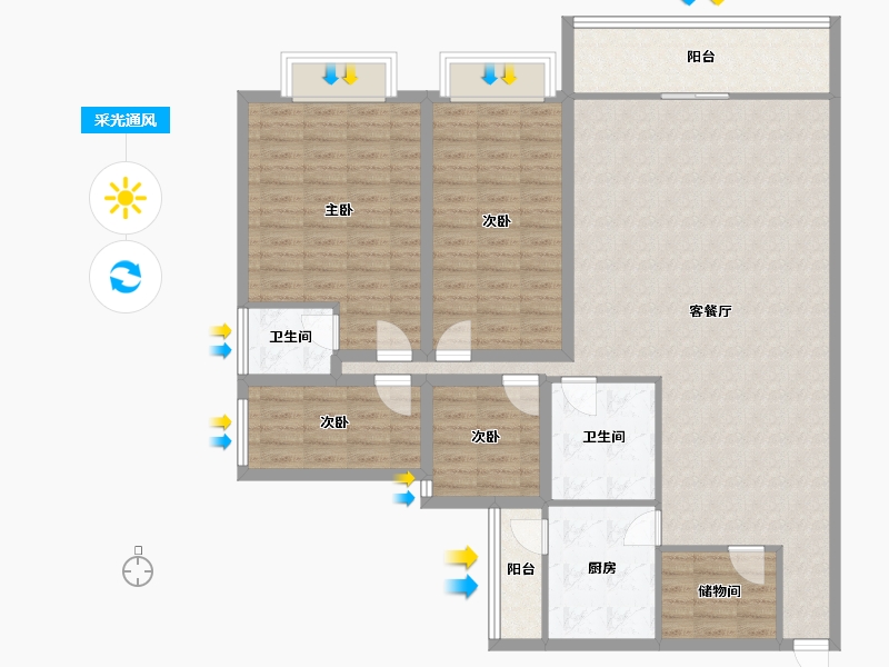 广东省-深圳市-金景豪苑-132.55-户型库-采光通风