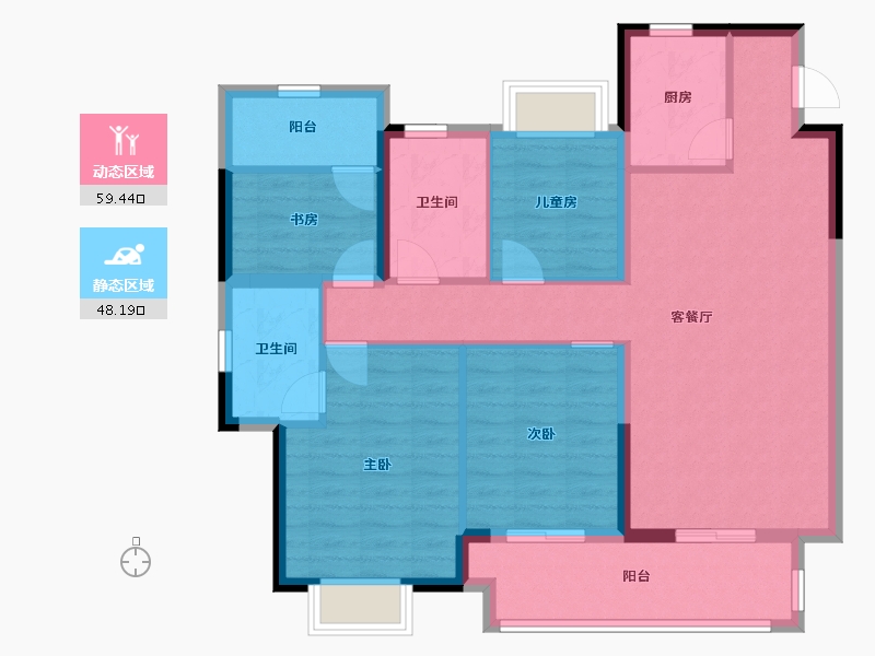 福建省-福州市-旭辉江山雲出-96.00-户型库-动静分区